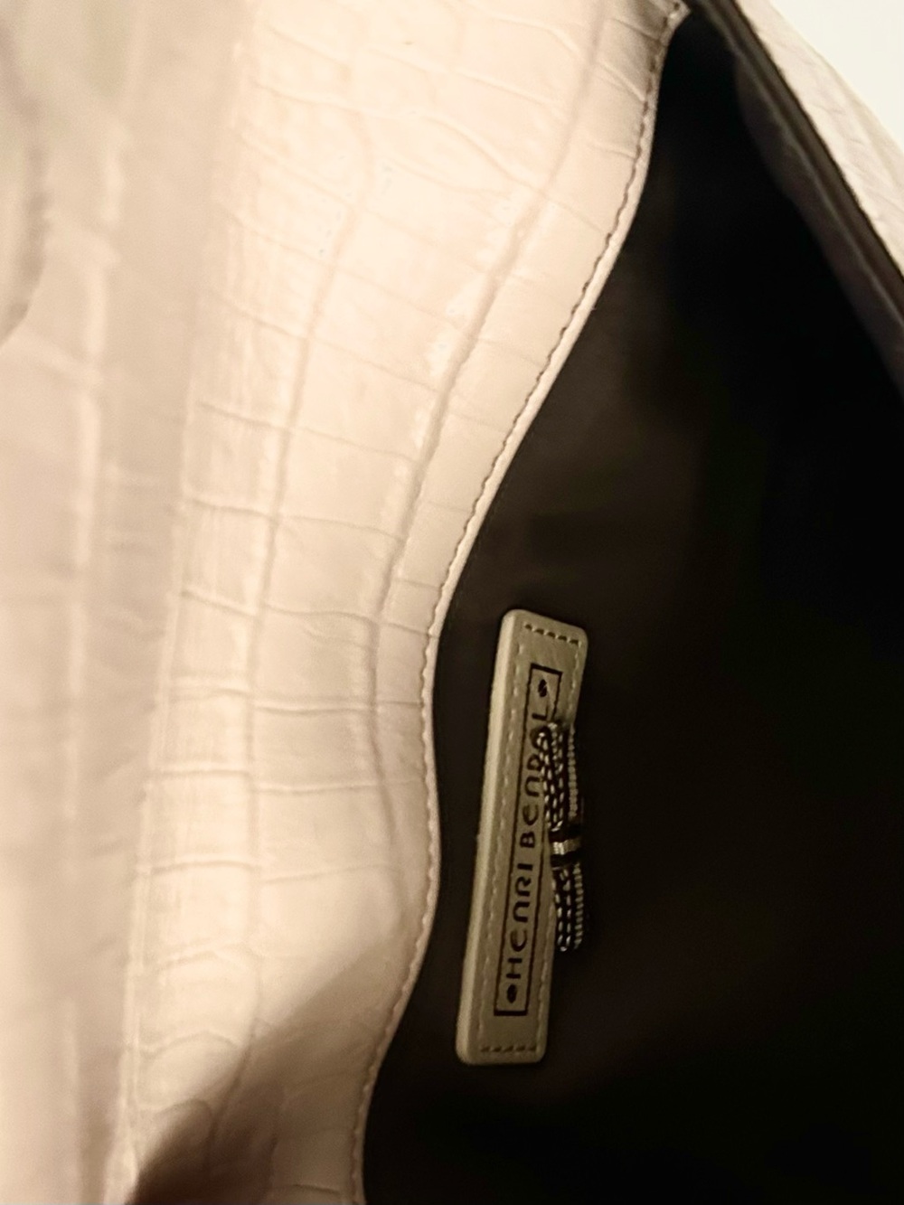 henri bendel “The Deb” Croc-Embossed Leather Wristlet in Pale Pink - Picture 7 of 7